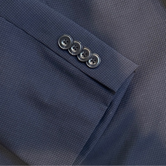 MICHAEL KORS Men’s Navy Wool Blend Blue Micro Checks Suit Jacket 42R - Picture 4 of 7